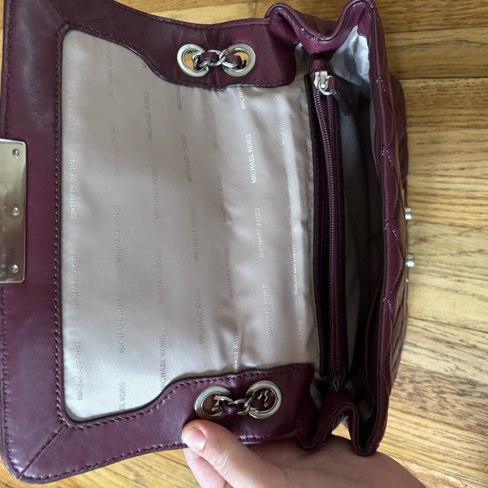 Michael Kors Sloane Quilted Shoulder Bag in Plum - Picture 11 of 12